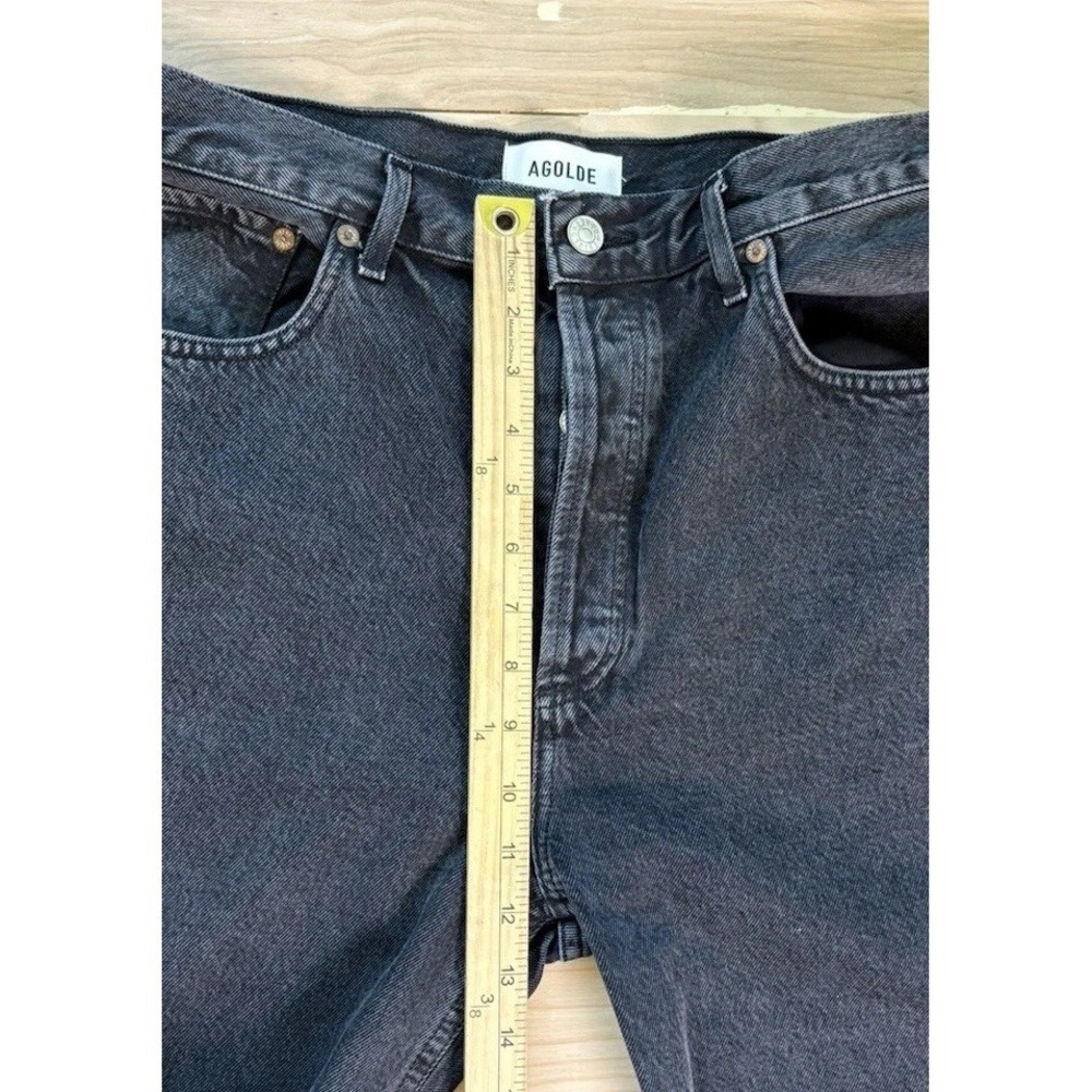 Agolde Fran High Waist Straight Leg Jeans Washed Black Denim Button Fly Size 30 - Picture 9 of 12